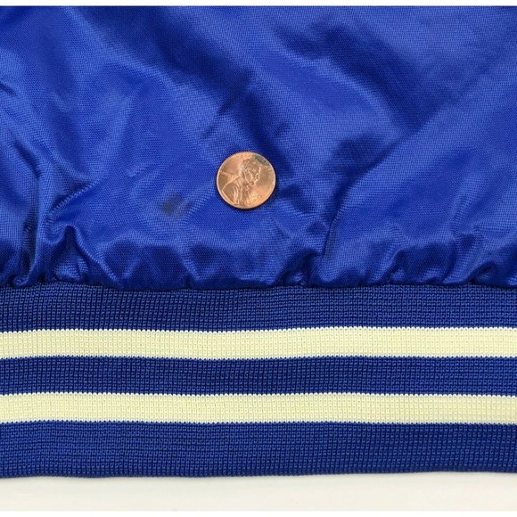 Golden State Warriors NBA Starter Legacy Mens 5XL Blue Satin Bomber Jacket Retro - Picture 12 of 12